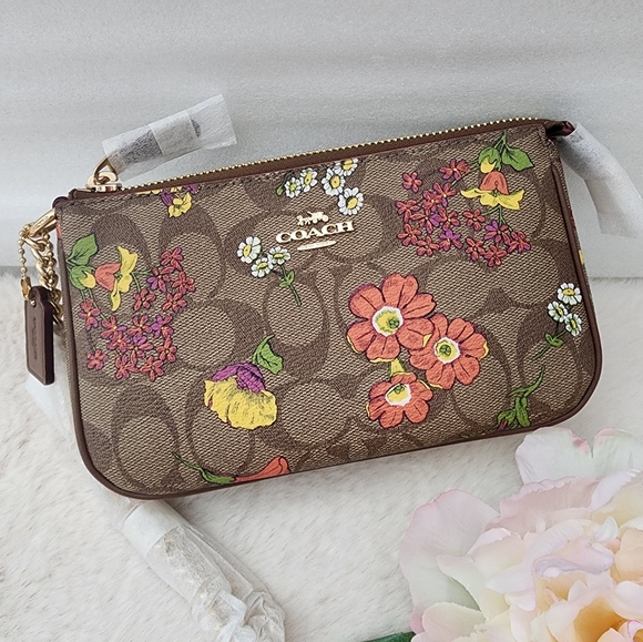 Coach | Bags | New Coach Wristlet Signature Canvas With Floral Print